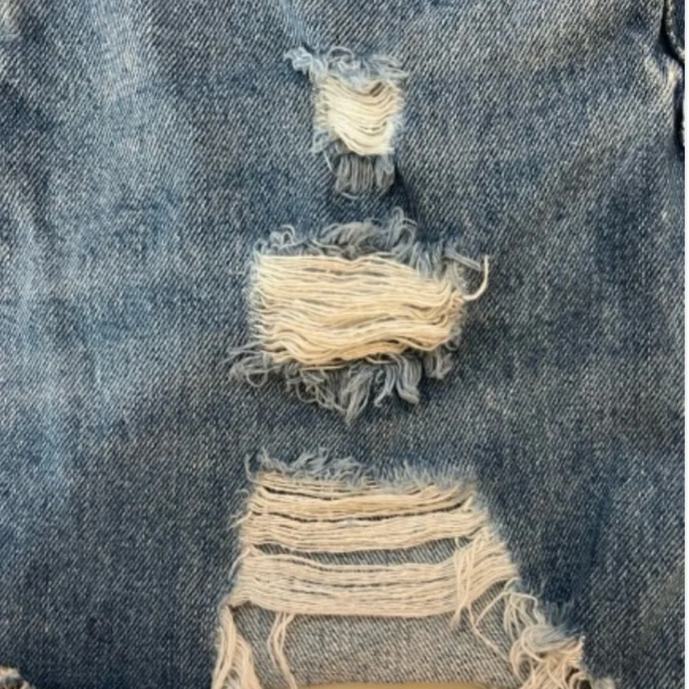 Zara Distressed Denim Mini Skirt - Blue - Picture 5 of 7